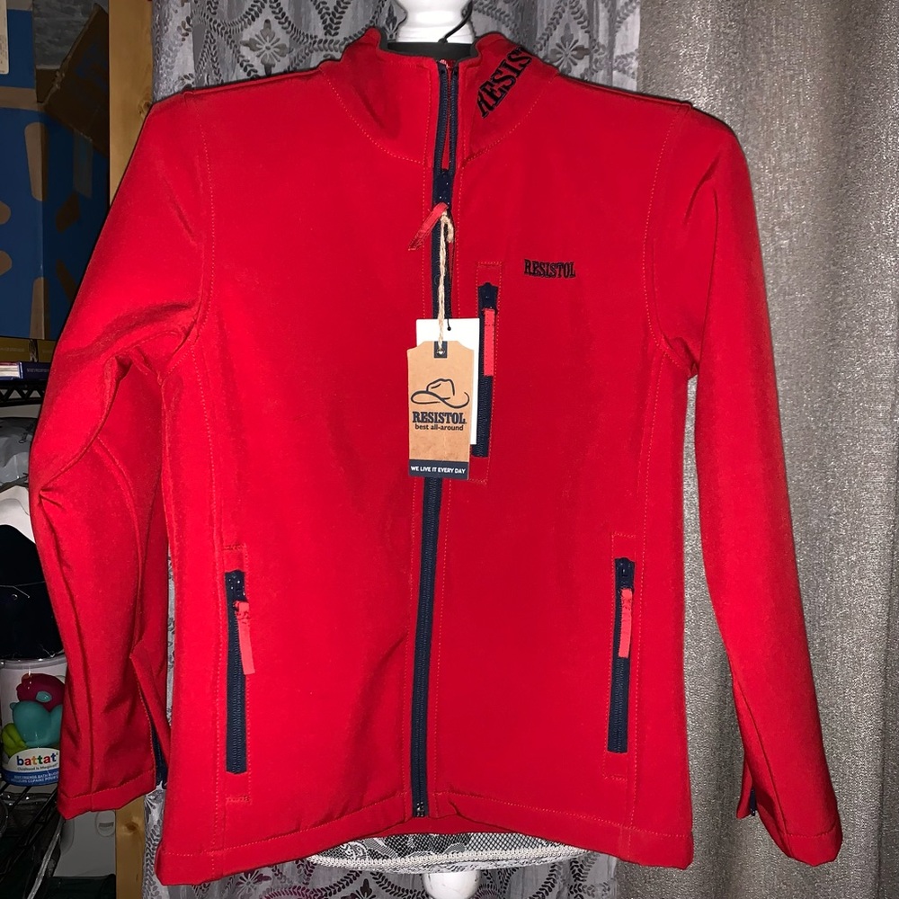Boys Medium Red Western Softshell Jacket with Navy Accents by Resistol•NWT!